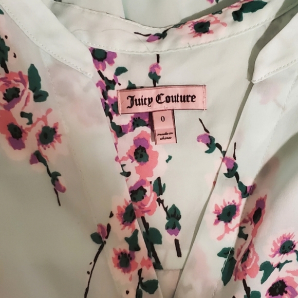 🅶 Juicy Couture Mint Green Floral Print Drawstring Waist Mini Dress - Picture 6 of 14